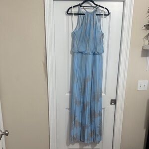 Xscape Light Blue and Silver Maxi Dress